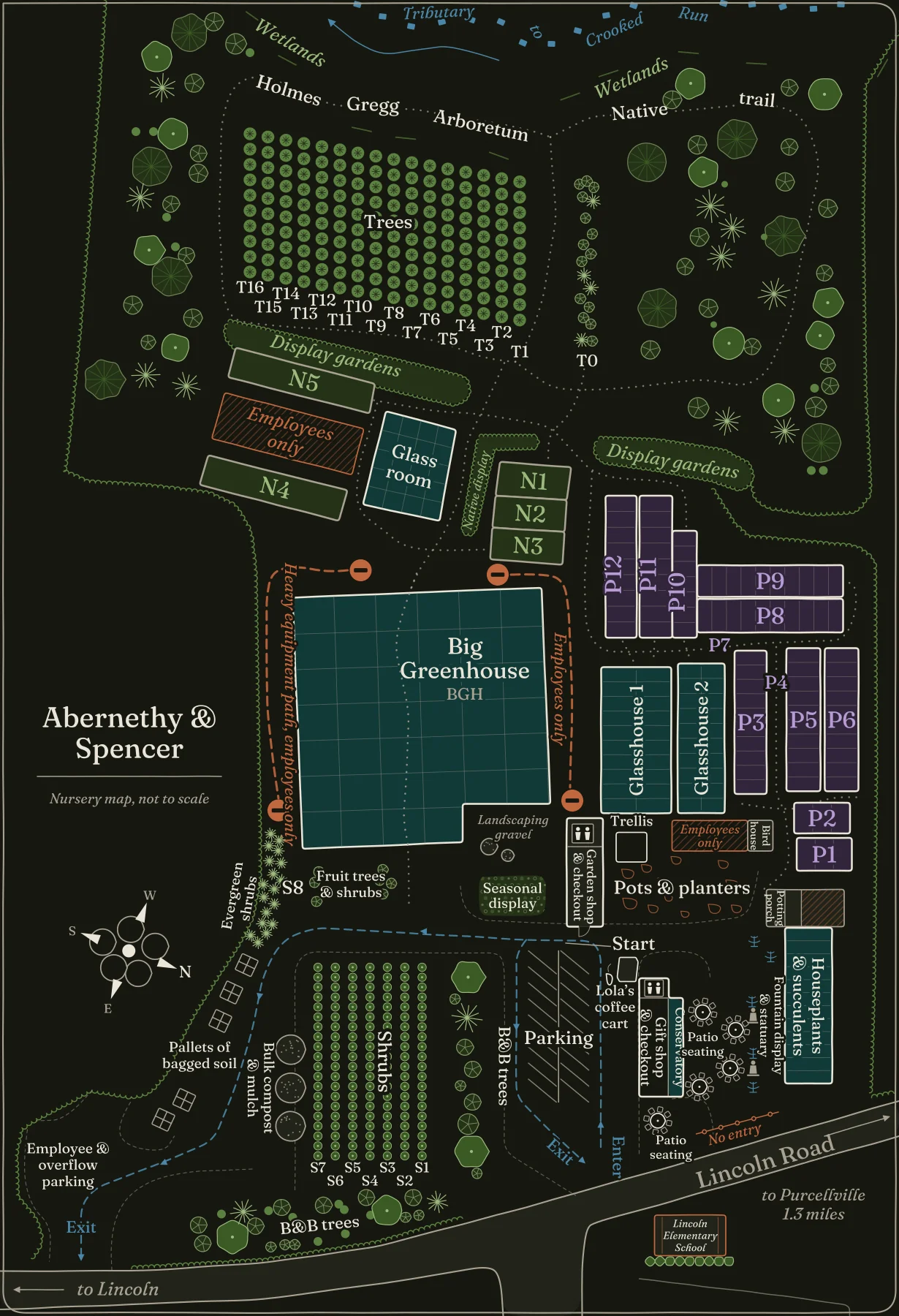 Illustrated map of Abernethy & Spencer, with P9 marked